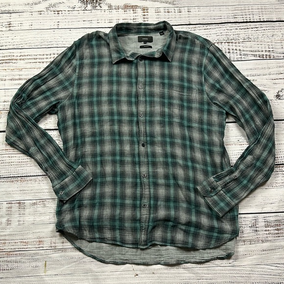 Vince classic fit plaid button down shirt cotton size xl - Picture 1 of 5